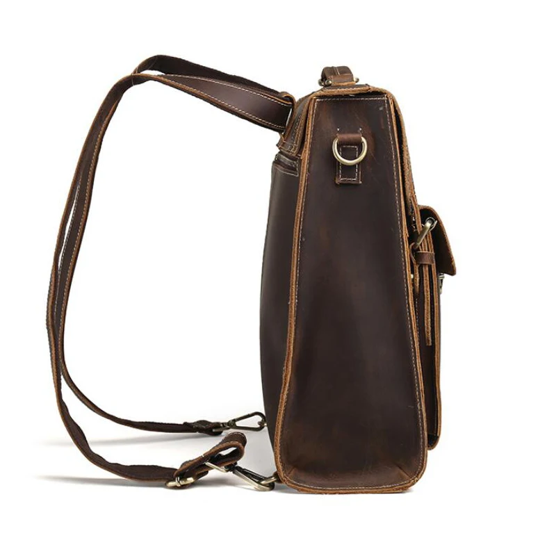 CHSANATO NEW 3 in 1 Business Backpacks Crazy Horse Leather Backpack For Vintage Men Travel Shoulder Bags Quality Male Mochilas