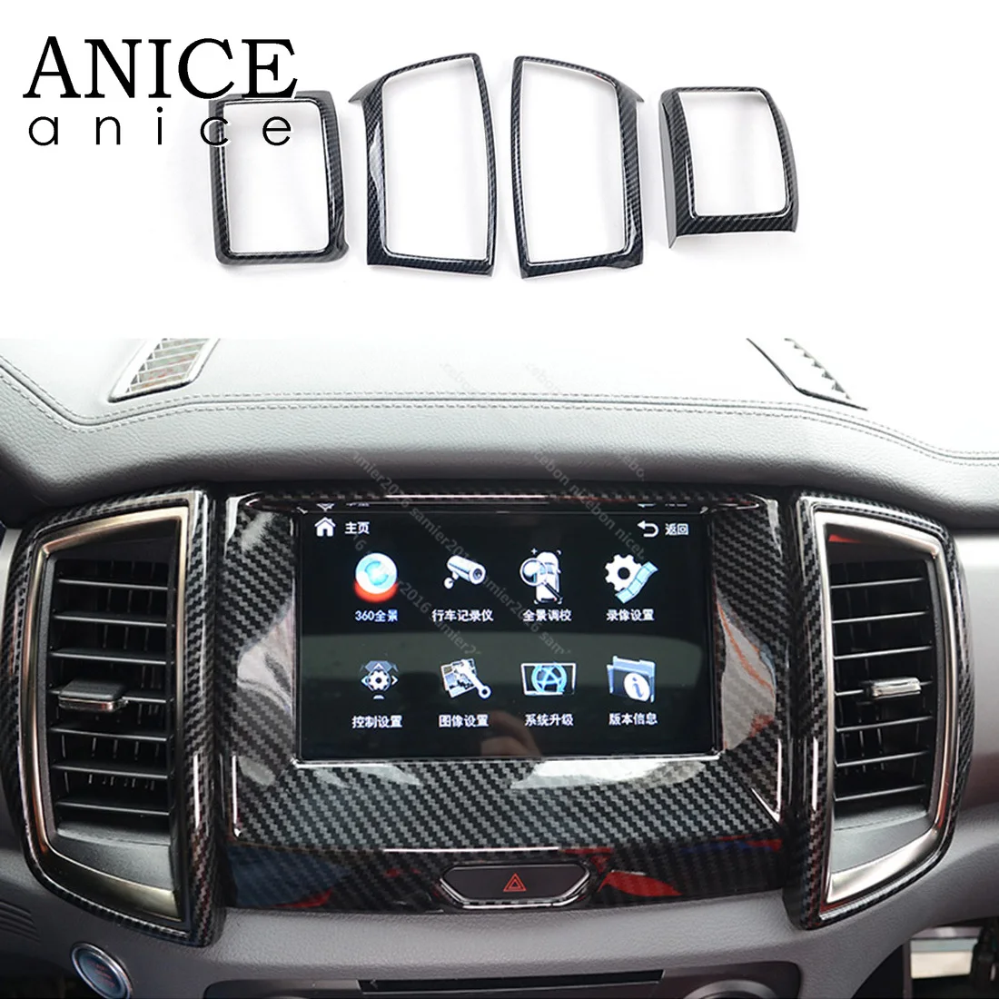 

4pc Carbon fiber color Air Conditioning Dashboard Vent Cover for Ford Ranger Everest Endeavour 2015 2016 2017 2018 2019 wildtrak