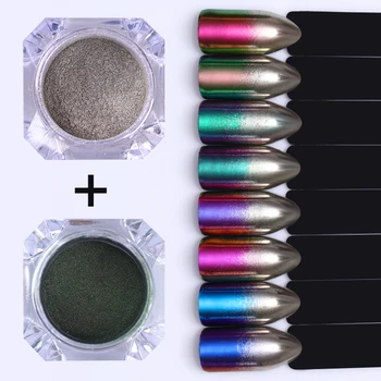 

2pcs Chameleon Mirror Nail Glitter Powder Gradient Metallic Effect Pigment Nail Art Decorations UV Gel Polishing Chrome 1pc