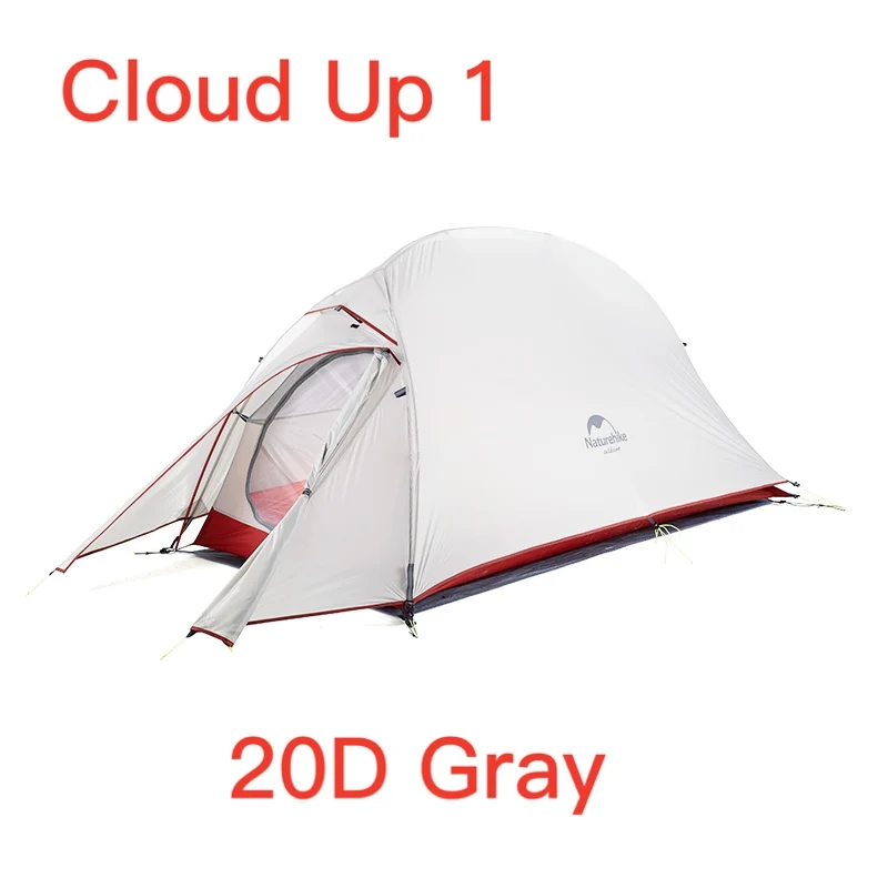 Naturehike Cloud Up Series Сверхлегкая походная палатка Водонепроницаемая походная палатка 20D нейлоновая складываемая палатка с бесплатным ковриком - Цвет: CloudUp1 20D Gray