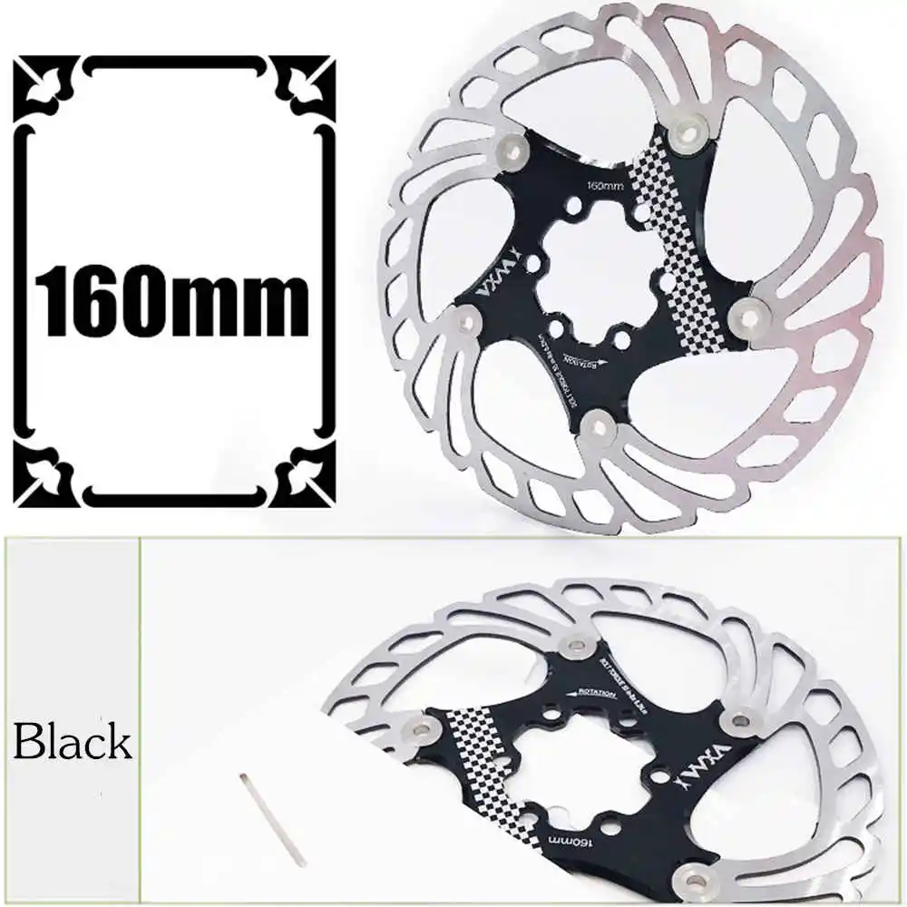 VXM колодки тормозного диска 140/160/180/203 мм велосипедный тормоз роторы MTB охлаждающий поплавок велосипед с дисковым тормозом аксессуаров поплавок колодки тормозного диска - Цвет: 160mm Black