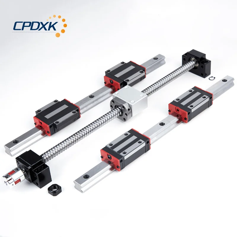 US $354.07 CNC Rail Kit 20mm Linear Rails 2 PCS HGR20 Square Guide4 HGH20CA HGW20CC Carriages Block 1 Set SFU1605 Ball Screw