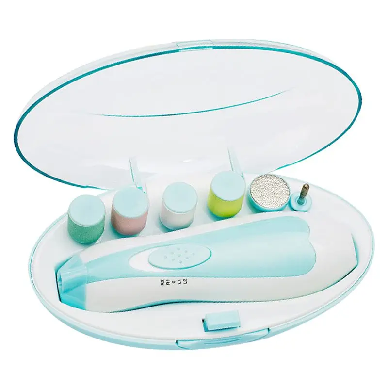 

Baby Nail File Electric Nail Trimmer Manicure Set with Nail Clippers,LED Light and 10 Grinding Heads(Light blue)