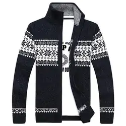 Рождество 2019 Новый Homme свитер кардиган с длинными рукавами трикотажная ромбическая куртка стоячий воротник Снежный Цветок Толстая куртка