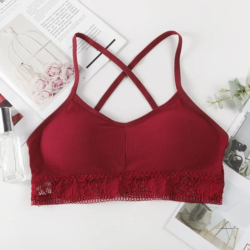 Женский летний модный дизайн с перекрещивающимся поясом без стального кольца нижнее белье с кружевным подолом - Цвет: R
