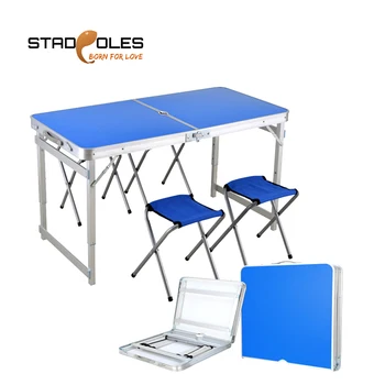 

S-tadpoles Camping Table and Chairs Set Adjustable Height Aluminum Portable Camping Table With 4 Stools For Picnic Outdoor