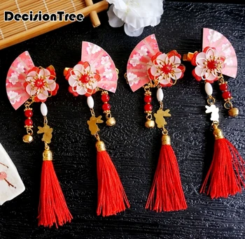 

2020 diy handmade japanese kimono sakura tessel hair accessories hairpin decoration tranditional hairwear headwear for women