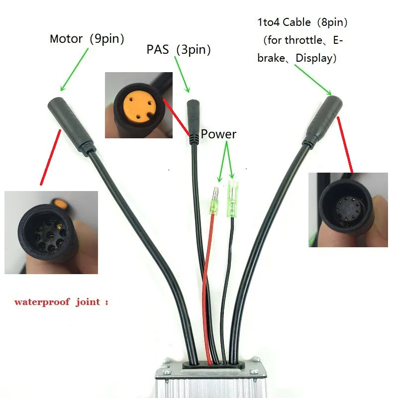 Электрический велосипед E-Bike контроллер 36 В/48 В Синусоидальная волна водонепроницаемый соединительный кабель DIY