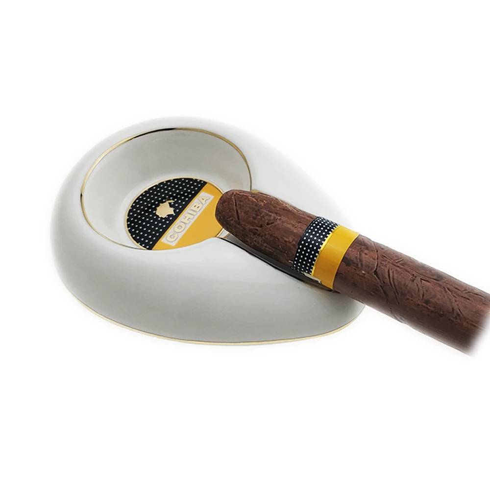 COHIBA круглая для сигарет керамическая 2 цвета пепельница Карманный держатель 1 Сигары путешествия пепельницы портативный Smkoing с подарочной коробкой