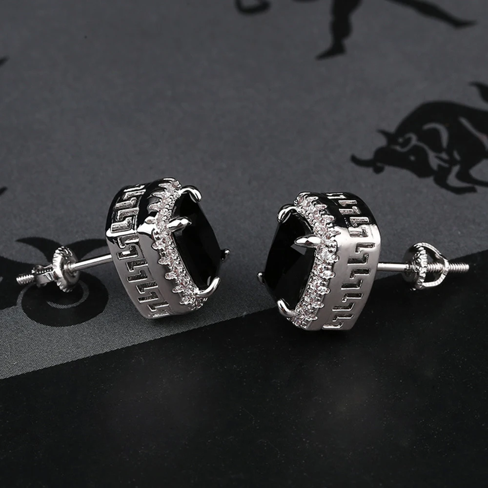 Микро Pave кубический циркон многоцветные камни Iced Out шпилька квадратная серьга серьги хип хоп ювелирные изделия для подарка вечерние для мужчин и женщин