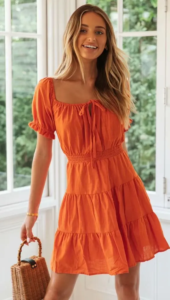 Solid Elegant Woman Mini Dress Square Collar Puff Sleeve Vintage Chic Vestidos Summer Casual High Waist Ladies Short Dress