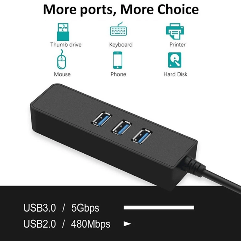 Адаптер Ethernet Type C для RJ45 1000 Мбит/с usb хаб гигабитный сетевой адаптер + 3X Порт USB3.0| |