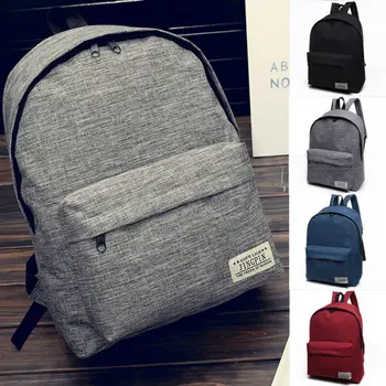 

Unisex Backpack Casual Students Canvas Shoulder Bag Schoolbag Girls Boys Travel Rucksacks Simple Pure Color School Book Bags
