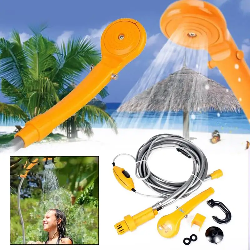 Cabeça de Chuveiro ao ar Arruela com Tubo de Água Portátil Elétrica Borracha Amarelo Carro Livre Caravana Van 12 v 5 Ferram. atividade ar livre