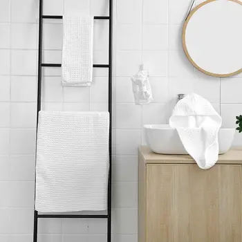 

4 Pcs Waffle Bath Towel Triangle Dry Hair Cap Hair Band Suit Sets Cotton Soft X6HC