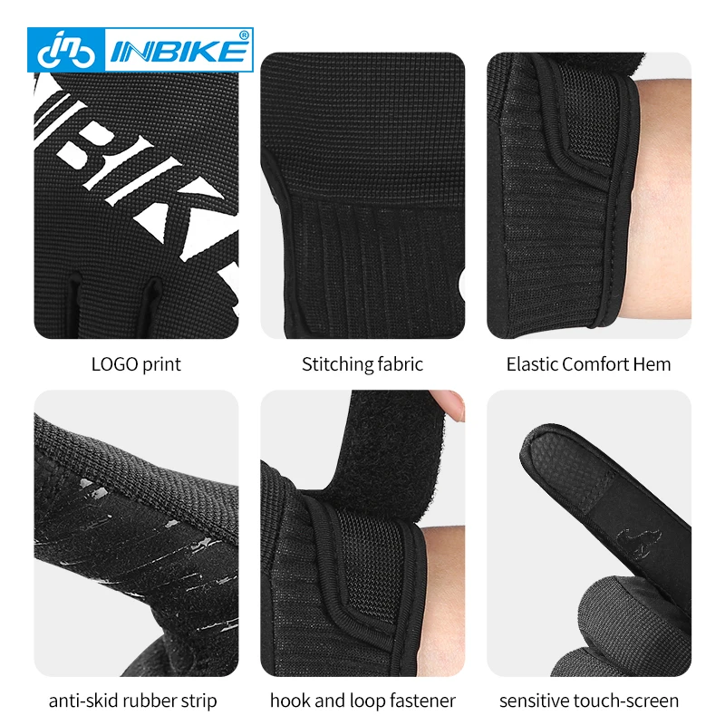 INBIKE Cycling Gloves Touch Screen MTB Bike Gloves Sport Shockproof Full Finger Reflective Winter Spring Bicycle Glove IM19806 cycling gloves