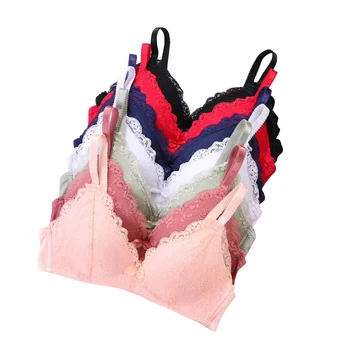 

Women Sexy Lace Lingerie Comfortable Breathable Push Up Bralette Soft Thin 3/4 Cup Wireless Underwear Girl Brassiere