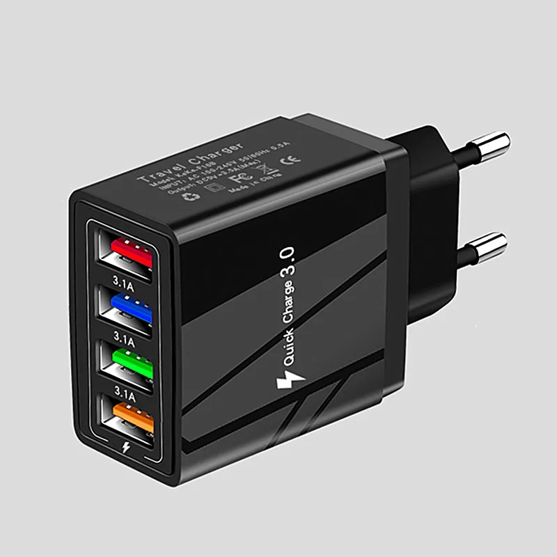 Быстрое зарядное устройство с 4 usb портами для быстрой зарядки 3 0 настенное