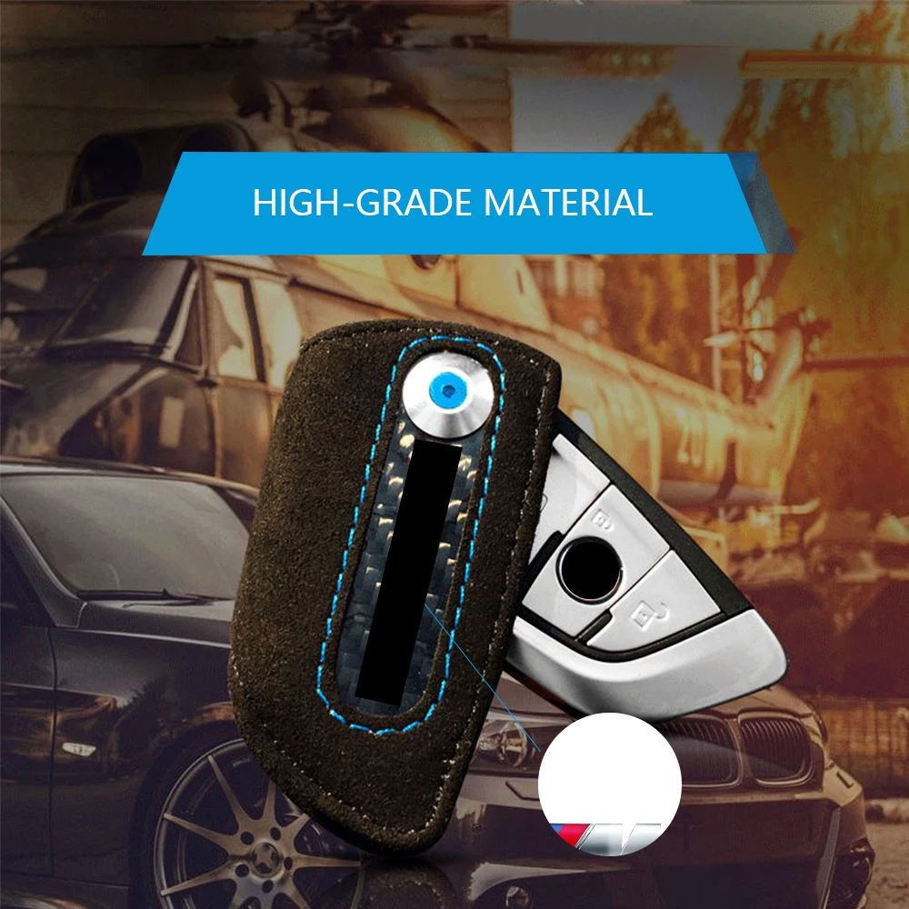 Leather key case for BMW F10 F11 F07 F20 F30 F32 F02 F25 Z4 F34 G30 G01 F15 F16 series side shell cap fob protection casing
