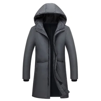 

winter warm coat down Men Casual long coat Slim Hooded Zipper Long Thick Warm men Coat black gray jacket