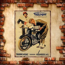 Винтажные знаки Металл Триумф Мотоцикл железный металлический плакат Оловянная табличка украшение стены Размер: 20*30 см