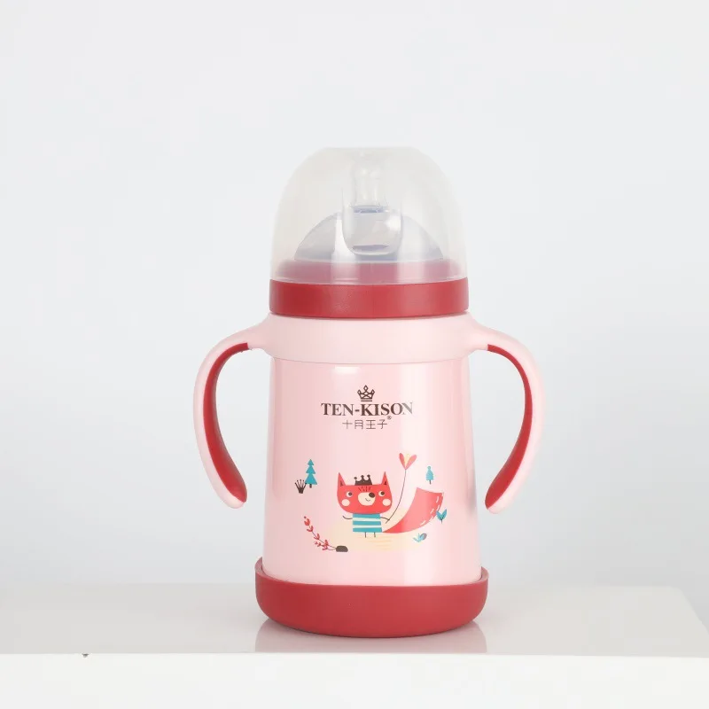 pink1 260 мл детская чашка для кормления из нержавеющей стали, термос для молока для детей, термос для горячей воды, Термокружка - Цвет: pink1