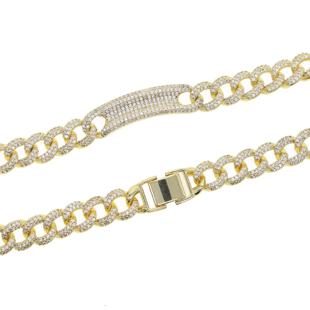 38 см 41 см iced out золотого цвета, полностью прозрачные фианиты, кубинские звенья, звенья цепи, сверкающие, блестящие, для женщин, в стиле хип-хоп, шикарные колье, цепочка, ожерелье