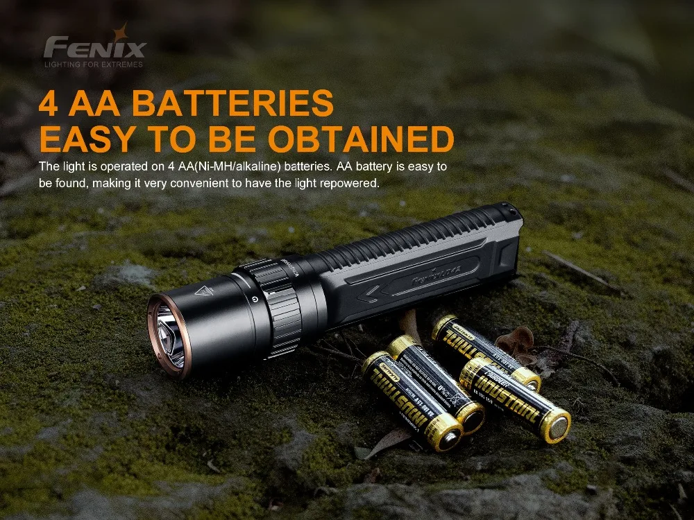 Fenix LD42 1000 люмен AA питание от аккумулятора поворотный контроллер светодиодный фонарик с 4 батареями AA