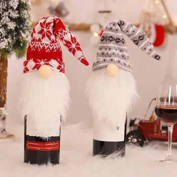 

Christmas Santa Gnome Wine Champagne Bottle Cover Cap Party Dinner Holiday Decor Wine Bottle Cover Table Decorations