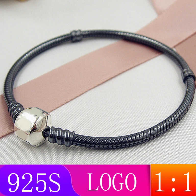 LISM [ ] зима 1: 1 оксид серебра базовый браслет Мода дамы подарок 925 Серебро DIY оригинальные ювелирные изделия