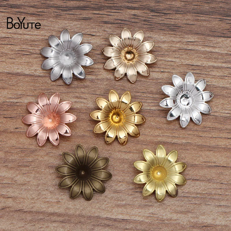 100 Pcs 18MM European Flower Charms Wholesale Brass Material DIY Jewelry Vintage Pendant Charms