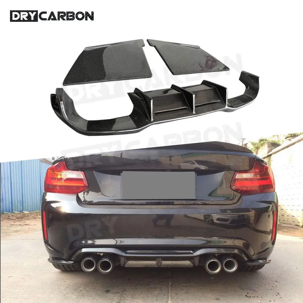 Carbon Fiber Car Racing Rear Bumper Diffuser Lip Spoiler for BMW 2 Series F87 M2 2016 -2019 Bumper Splitters Aprons Guard  