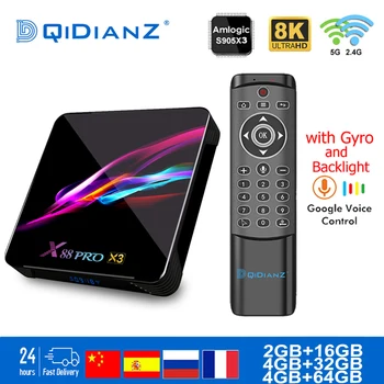 

Smart TV BOX x88pro x3 Android 9.0 8K Dual Wifi BT Netflix Media player Play Store Free App Fast Set top BOX PK HK1MAX H96