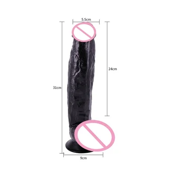 Black Giant Dildo Huge Thick Dildos Suction Cup Long Dong High Quality Suck Penis For Vagina Penis Lesbian Masturbation (31CM) 6