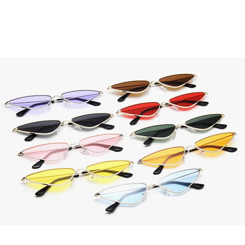 Изысканные женские солнцезащитные очки "кошачий глаз", новинка, маленькая металлическая оправа, Винтажные Солнцезащитные очки, женские очки "кошачий глаз", треугольные очки, UV400