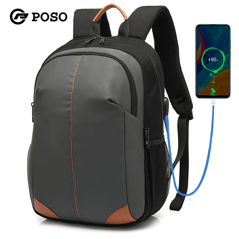 

POSO Brand High Quality Splashproof Oxford School Bag Casual 15.6 Inch Laptop Backpack Student Travel Male Mochila