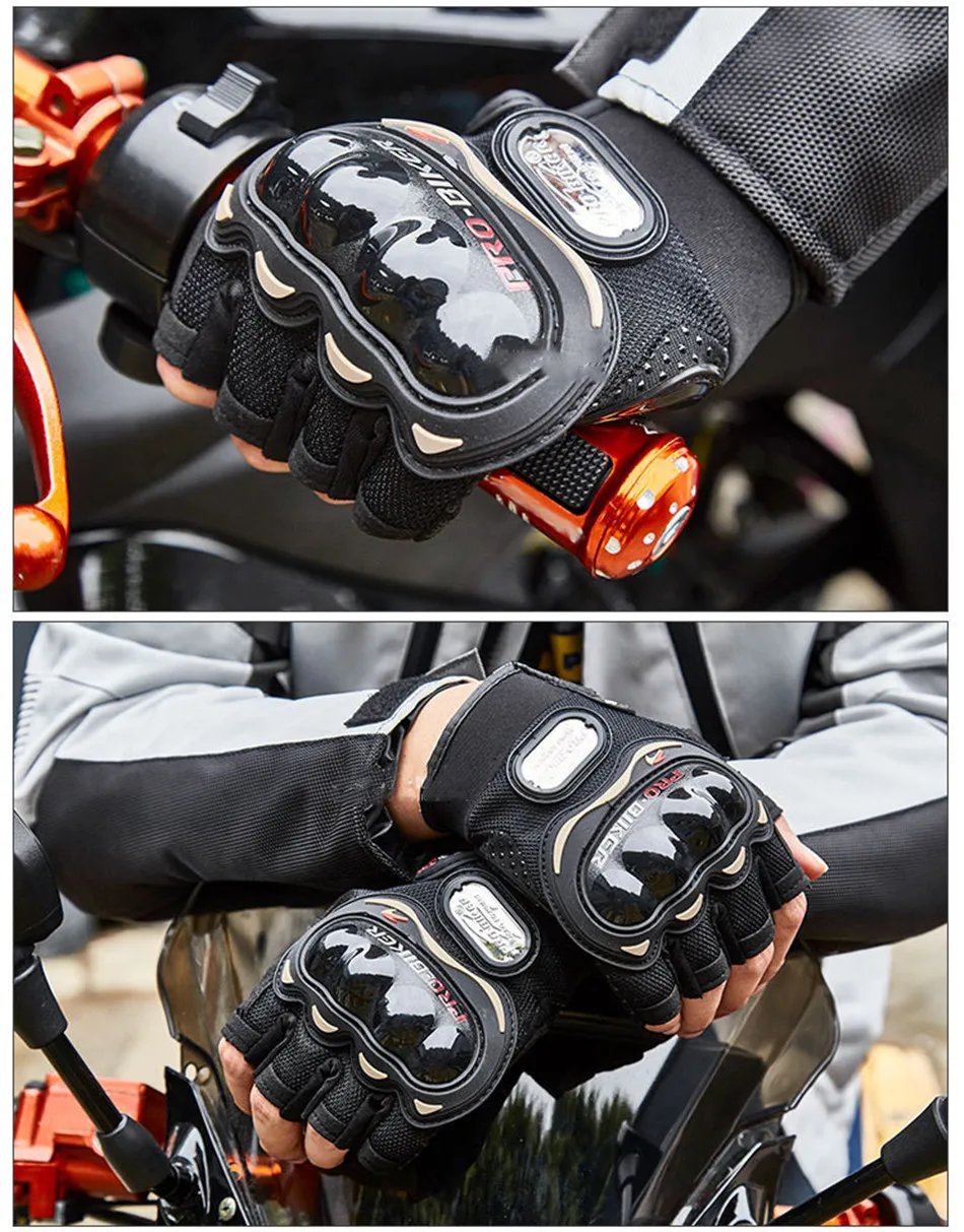 Motorcycle Gloves Outdoor Fingerless Hard Knuckle Motorcycle Motocross Cycling Skid Protection Equipment Hard Fingerless Gloves