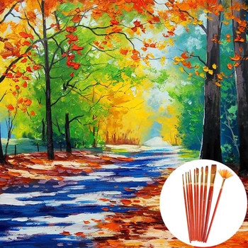

10Pcs Nylon Hair Watercolor Gouache Round Pointed Tip Artists Paint Brush Set