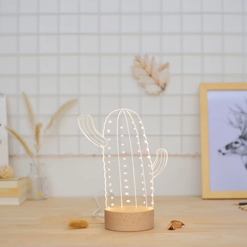 Новый креативный офисный Настольный светильник в форме кактуса, 3D декоративный Ночной светильник, настольная лампа
