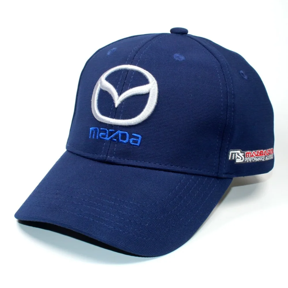 Mazda Zoom Snapback Cap 3D Embroidery MAZDASPEED PERFORMANCE ACCESSORIES With Rear Adjustable Silver Metal Buckle Incised Brand Car Logo Solid Royal Blue Color