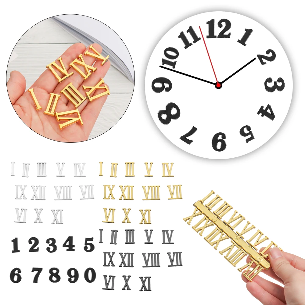 1Set Roman Numerals Handmade Material Restore Digital Repair Tools Arabic Number Quartz Clock Parts Clock Numerals Accessories clock parts