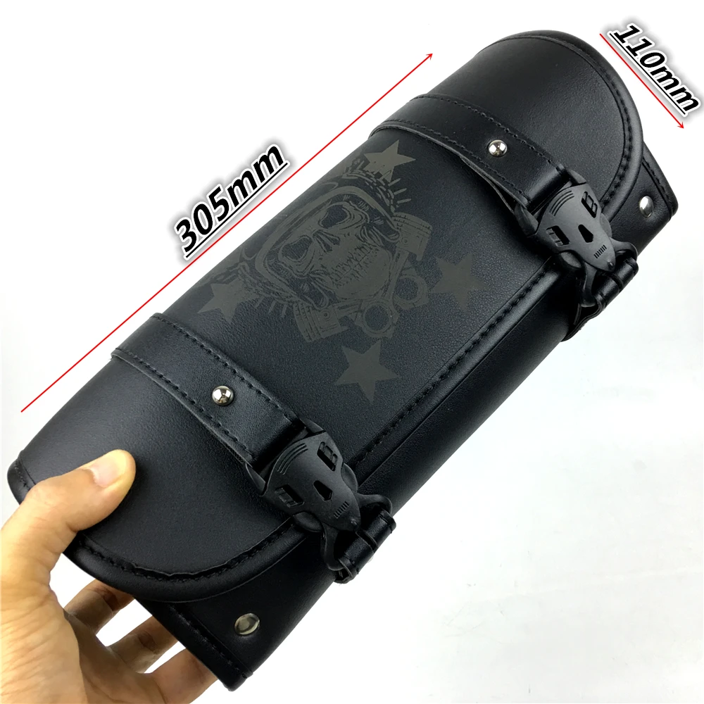 Unique Bargains Universal Motorcycle Handlebar Tool Bag Cycling Barrel Roll  Bag Pouch Waterproof Faux Leather