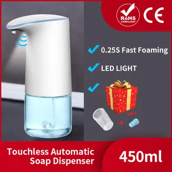 

450ml Touchless Soft Soap Dispenser Automatic Smart Kitchen Hand Dispenser LED Infrared Motion Sensor Liquid Washing Device Bath
