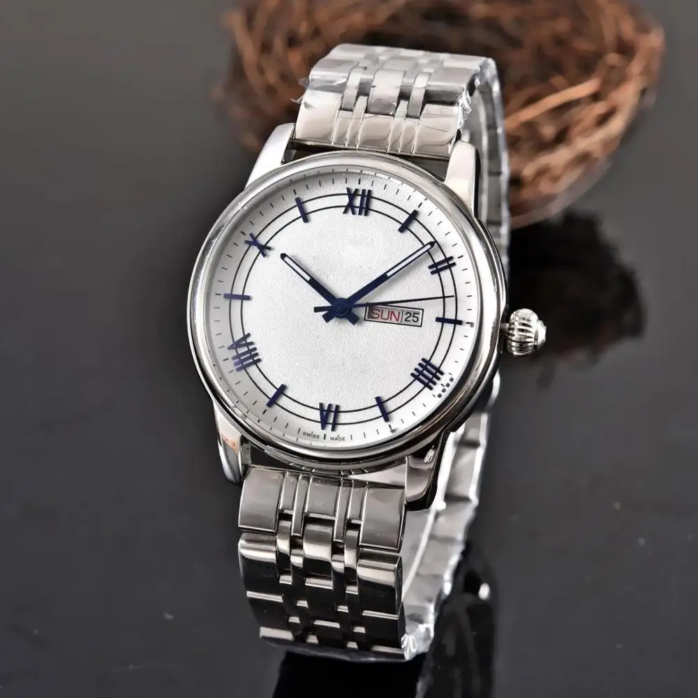 

40MM Mens Clock Automatic Mechanical Watch All Stainless Steel Male Watch Simple Business Male Watch Luxury Brand WristWatch