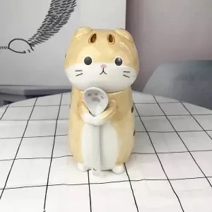 Кошка коготь чашка Кошка Животное чашка креативная керамическая кружка подарок на день рождения с чашкой Ложка Крышка 400 мл кофейная чашка кружка креативный - Цвет: 275ML