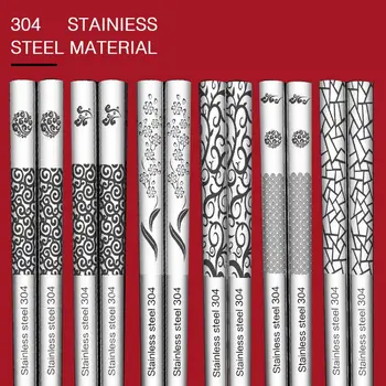 

Stainless Steel Reusable Metal Chopsticks Square Shape For Dinner Tableware Set