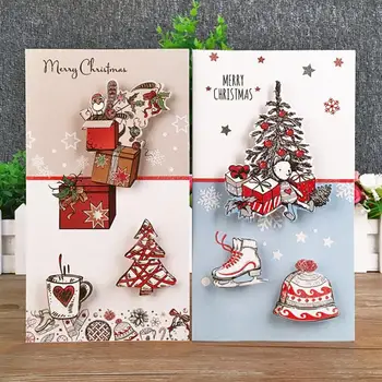 

10pcs/lot Creative Christmas Three-dimensional Greeting Card Christmas Blessing Message Card