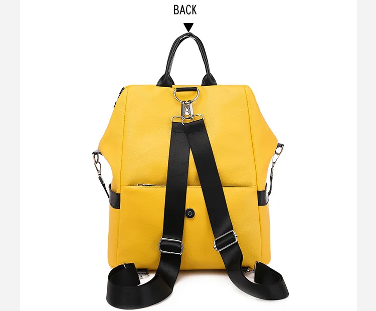 Дизайнерские многофункциональные рюкзаки для женщин из искусственной кожи, сумка на плечо, желтые Лоскутные школьные сумки для девочек-подростков, Mochila Feminina