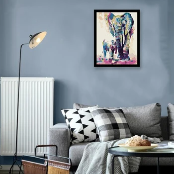 

Paint By Numbers Kits for Adult, DIY Canvas Painting for Adults Beginner-Elephants and Baby Elephant