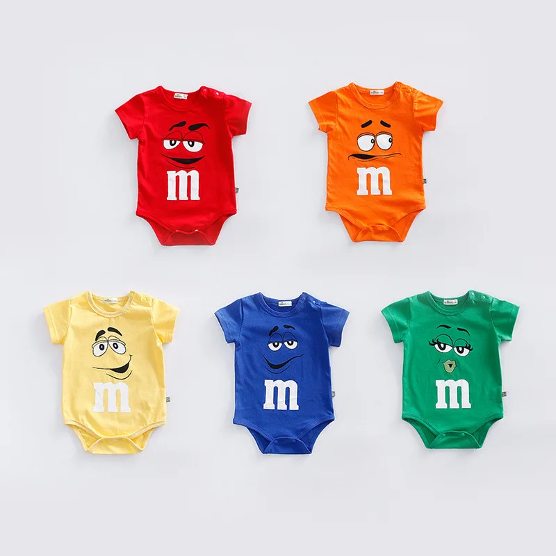 2020 Infant Clothes NewBorn Baby Rompers Letter M Clothing Costumes Cartoon Funny Face Printing Kids Jumpsuit Boys |